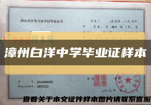 漳州白洋中學畢業證樣本縮略圖