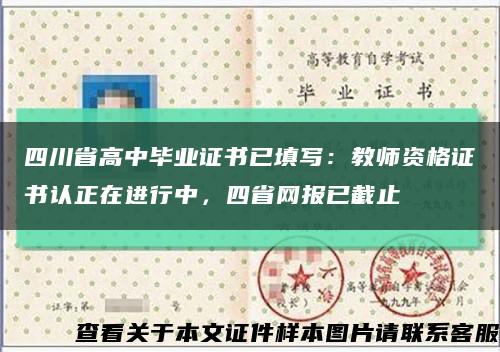 四川省高中畢業證書已填寫：教師資格證書認正在進行中，四省網報已截止縮略圖