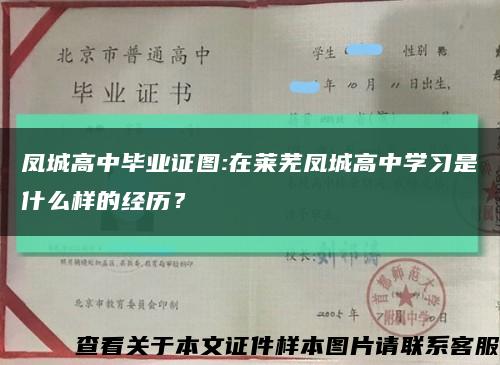 鳳城高中畢業證圖:在萊蕪鳳城高中學習是什么樣的經歷？縮略圖