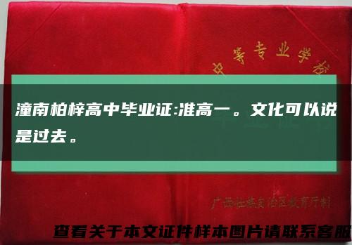 潼南柏梓高中畢業證:準高一。文化可以說是過去?？s略圖