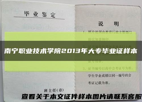 南寧職業技術學院2013年大專畢業證樣本縮略圖