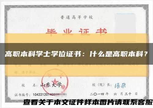 高職本科學士學位證書：什么是高職本科？縮略圖