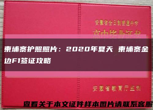 柬埔寨護照照片：2020年夏天 柬埔寨金邊F1簽證攻略縮略圖