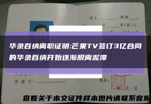 華錄百納離職證明:芒果TV簽訂3億合同的華錄百納開始逐漸脫離泥潭縮略圖