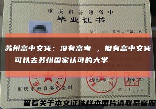 蘇州高中文憑：沒有高考 ，但有高中文憑  可以去蘇州國家認可的大學縮略圖