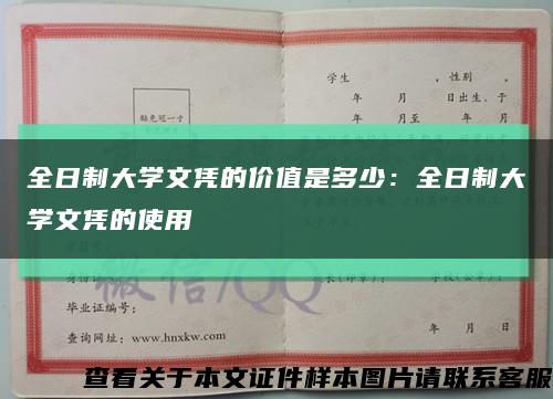 全日制大學文憑的價值是多少：全日制大學文憑的使用縮略圖