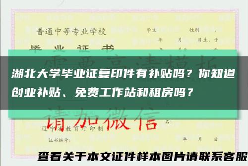 湖北大學畢業證復印件有補貼嗎？你知道創業補貼、免費工作站和租房嗎？縮略圖