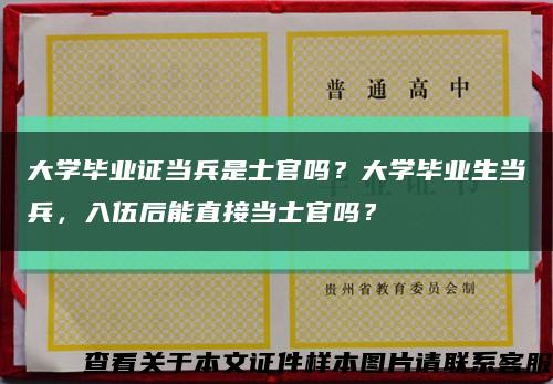 大學畢業證當兵是士官嗎？大學畢業生當兵，入伍后能直接當士官嗎？縮略圖