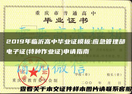 2019年臨沂高中畢業證模板:應急管理部電子證(特種作業證)申請指南縮略圖