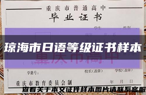 瓊海市日語等級證書樣本縮略圖