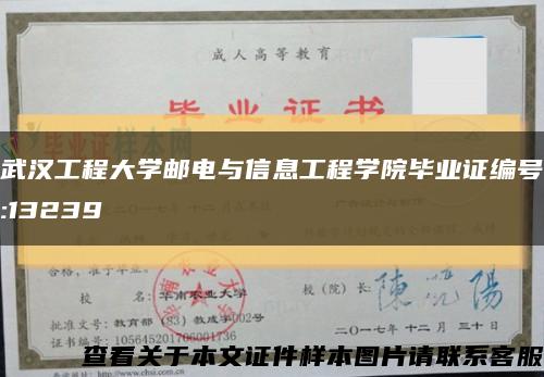 武漢工程大學郵電與信息工程學院畢業證編號:13239縮略圖