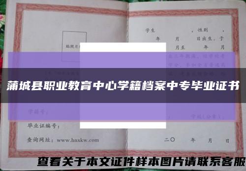 蒲城縣職業教育中心學籍檔案中專畢業證書縮略圖