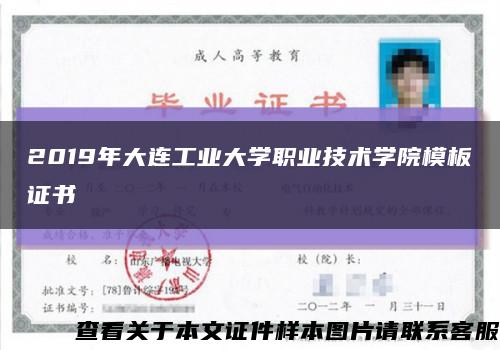 2019年大連工業大學職業技術學院模板證書縮略圖