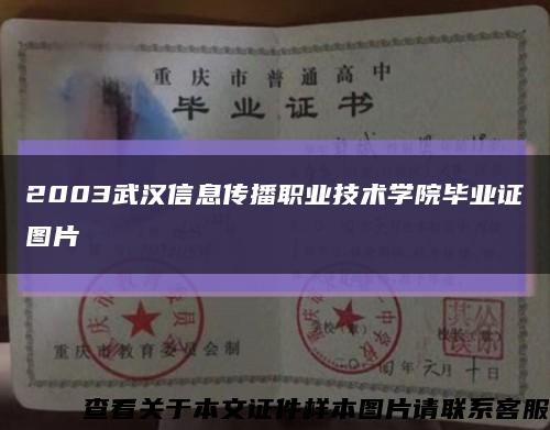 2003武漢信息傳播職業技術學院畢業證圖片縮略圖