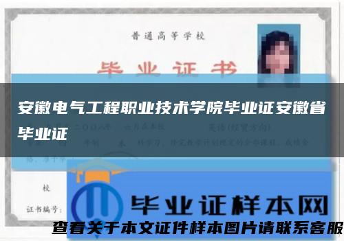 安徽電氣工程職業技術學院畢業證安徽省畢業證縮略圖