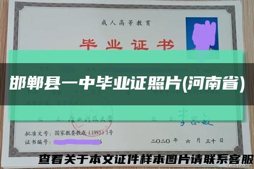 邯鄲縣一中畢業證照片(河南省)縮略圖