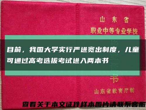 目前，我國大學實行嚴進寬出制度，兒童可通過高考選拔考試進入兩本書縮略圖