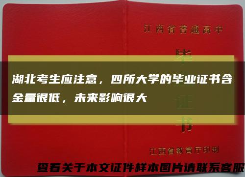 湖北考生應注意，四所大學的畢業證書含金量很低，未來影響很大縮略圖