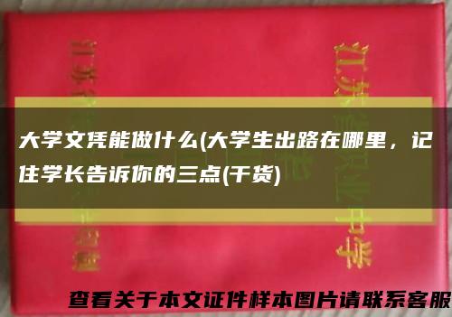 大學文憑能做什么(大學生出路在哪里，記住學長告訴你的三點(干貨)縮略圖