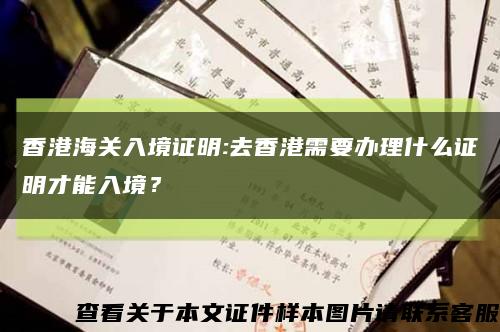 香港海關入境證明:去香港需要辦理什么證明才能入境？縮略圖