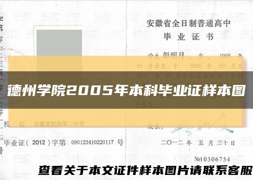 德州學院2005年本科畢業證樣本圖縮略圖