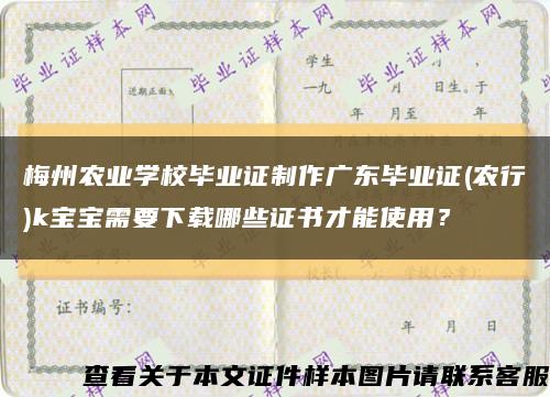 梅州農業學校畢業證制作廣東畢業證(農行)k寶寶需要下載哪些證書才能使用？縮略圖