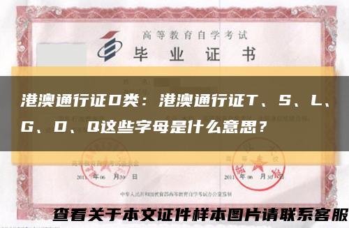 港澳通行證D類：港澳通行證T、S、L、G、D、Q這些字母是什么意思？縮略圖