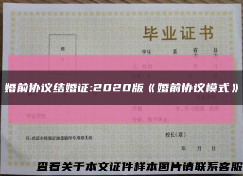 婚前協議結婚證:2020版《婚前協議模式》縮略圖