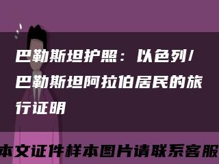 巴勒斯坦護照：以色列/巴勒斯坦阿拉伯居民的旅行證明縮略圖