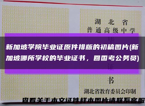 新加坡學院畢業證原件排版的初稿圖片(新加坡哪所學校的畢業證書，回國考公務員)縮略圖
