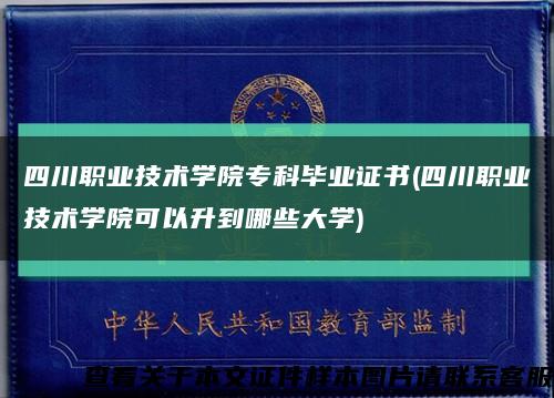 四川職業技術學院?？飘厴I證書(四川職業技術學院可以升到哪些大學)縮略圖