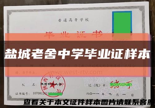 鹽城老舍中學畢業證樣本縮略圖