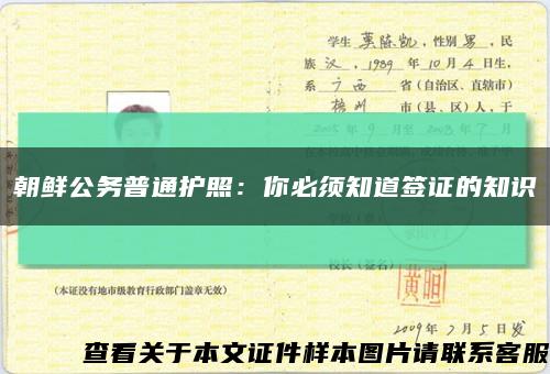朝鮮公務普通護照：你必須知道簽證的知識縮略圖