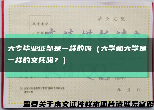 大專畢業證都是一樣的嗎（大學和大學是一樣的文憑嗎？）縮略圖