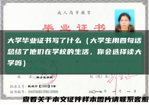 大學畢業證書寫了什么（大學生用四句話總結了他們在學校的生活，你會選擇讀大學嗎）縮略圖
