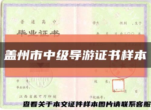 蓋州市中級導游證書樣本縮略圖