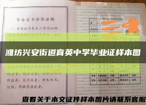 濰坊興安街道育英中學畢業證樣本圖縮略圖