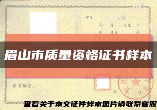 眉山市質量資格證書樣本縮略圖
