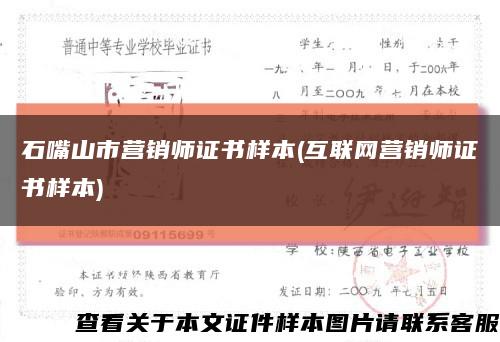 石嘴山市營銷師證書樣本(互聯網營銷師證書樣本)縮略圖