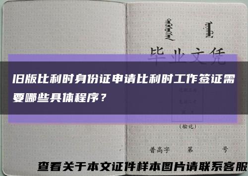 舊版比利時身份證申請比利時工作簽證需要哪些具體程序？縮略圖