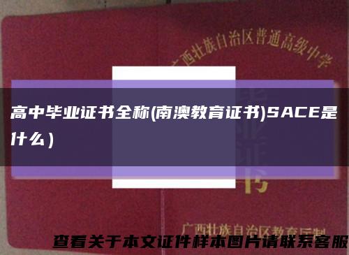 高中畢業證書全稱(南澳教育證書)SACE是什么）縮略圖