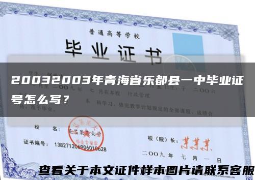 20032003年青海省樂都縣一中畢業證號怎么寫？縮略圖