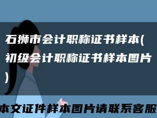 石獅市會計職稱證書樣本(初級會計職稱證書樣本圖片)縮略圖