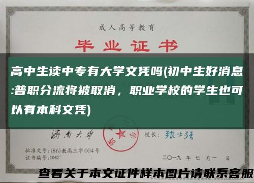 高中生讀中專有大學文憑嗎(初中生好消息:普職分流將被取消，職業學校的學生也可以有本科文憑)縮略圖