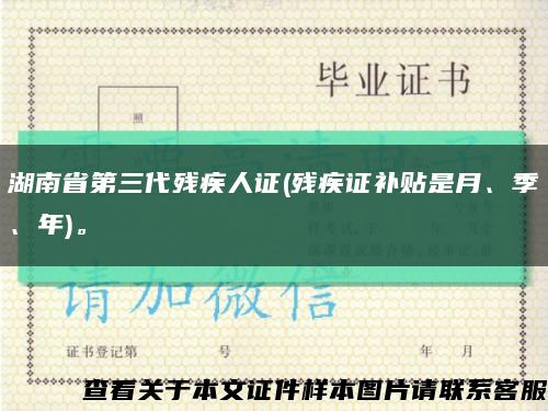 湖南省第三代殘疾人證(殘疾證補貼是月、季、年)?？s略圖