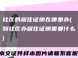 社區的居住證明在哪里辦(到社區辦居住證明需要什么)縮略圖