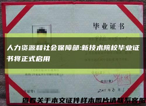 人力資源和社會保障部:新技術院校畢業證書將正式啟用縮略圖