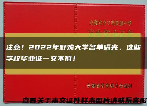 注意！2022年野雞大學名單曝光，這些學校畢業證一文不值！縮略圖