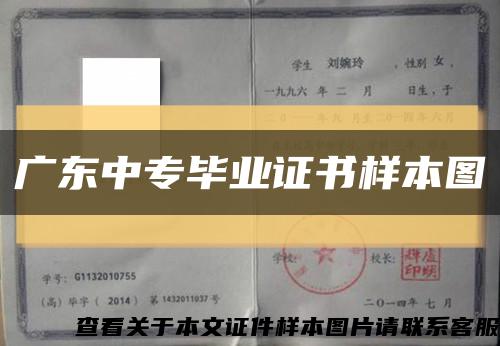 廣東中專畢業證書樣本圖縮略圖