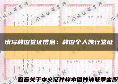 填寫韓國簽證信息：韓國個人旅行簽證縮略圖